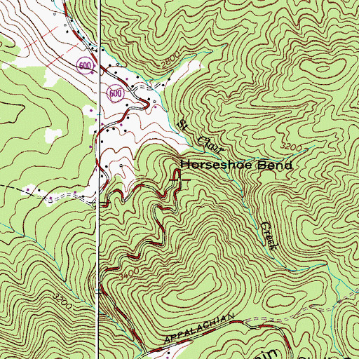 Topographic Map of Horseshoe Bend, VA
