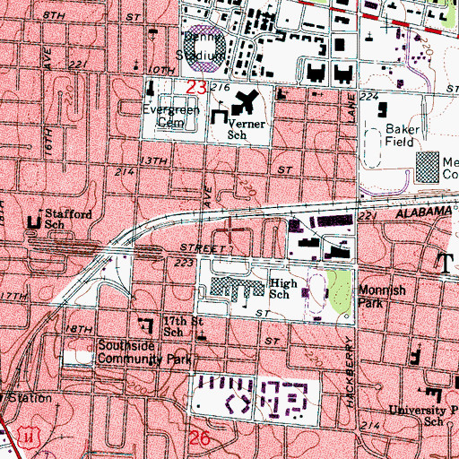 Topographic Map of Parkview, AL