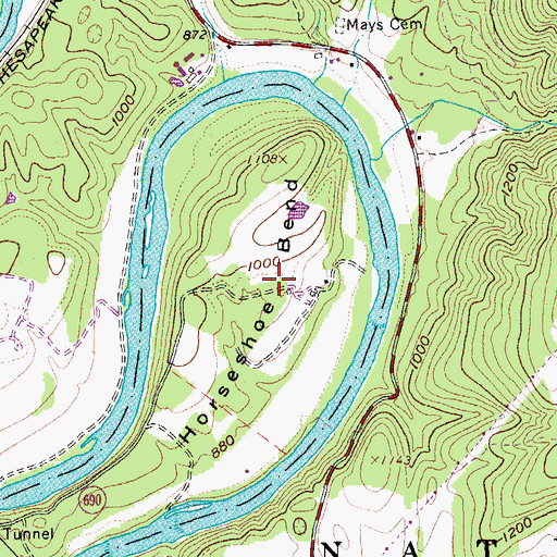 Topographic Map of Horseshoe Bend, VA