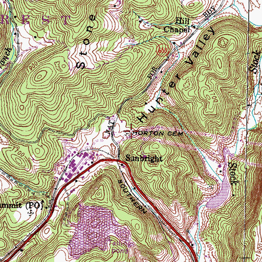 Topographic Map of Horton Cemetery, VA