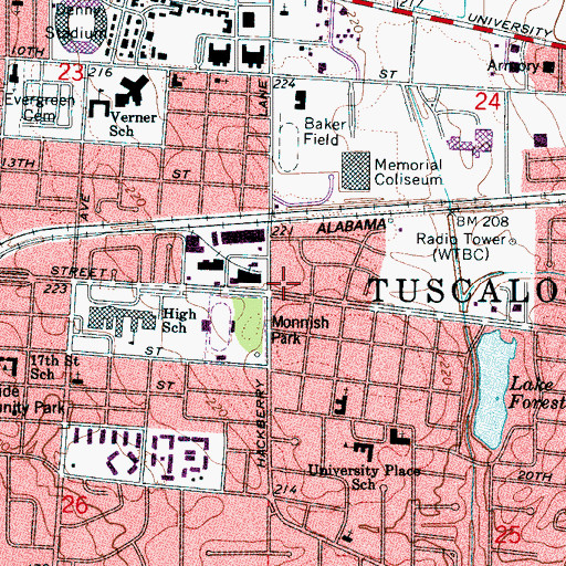 Topographic Map of Parkview Plaza Shopping Center, AL