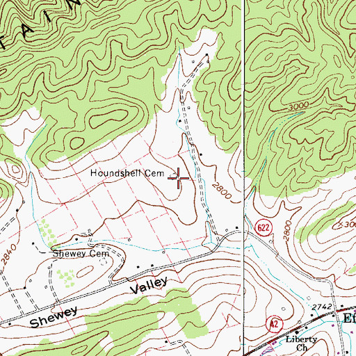 Topographic Map of Houndshell Cemetery, VA