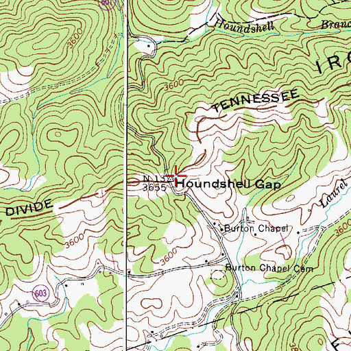 Topographic Map of Houndshell Gap, VA
