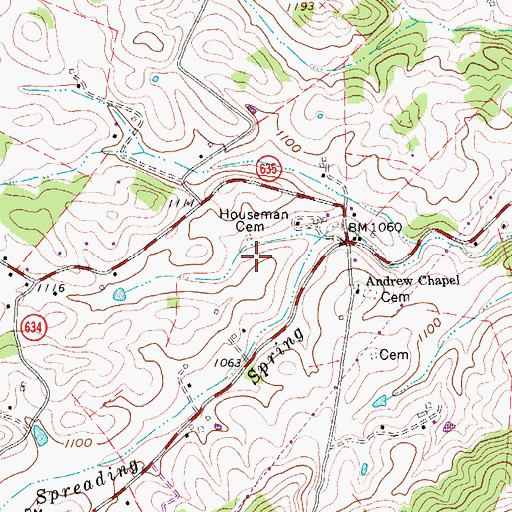 Topographic Map of Houseman Cemetery, VA
