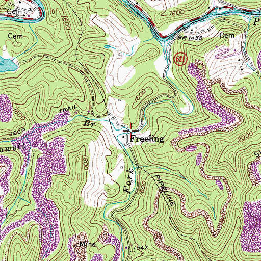 Topographic Map of Howell Branch, VA