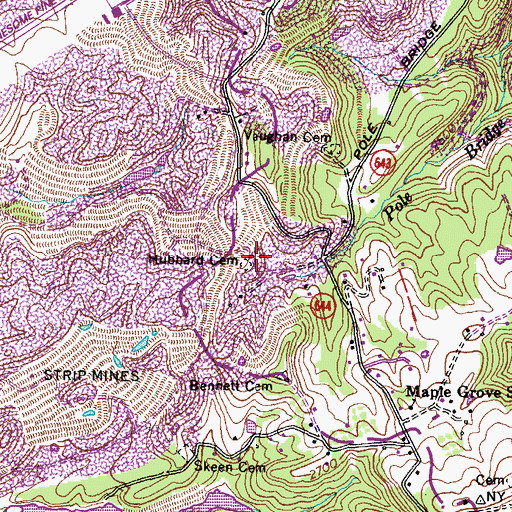 Topographic Map of Hubbard Cemetery, VA