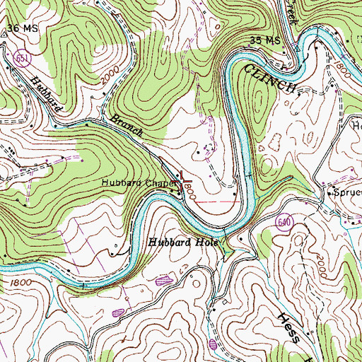 Topographic Map of Hubbard Chapel, VA