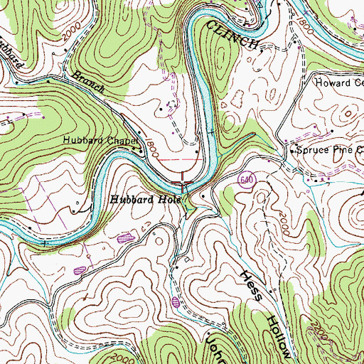 Topographic Map of Hubbard Hole, VA
