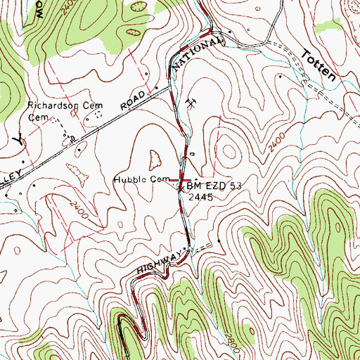 Topographic Map of Hubble Cemetery, VA