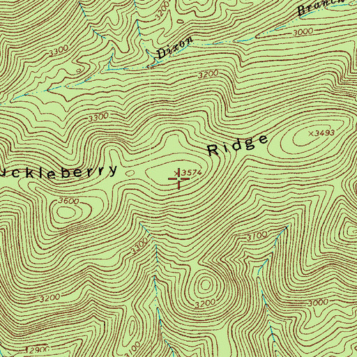 Topographic Map of Huckleberry Ridge, VA
