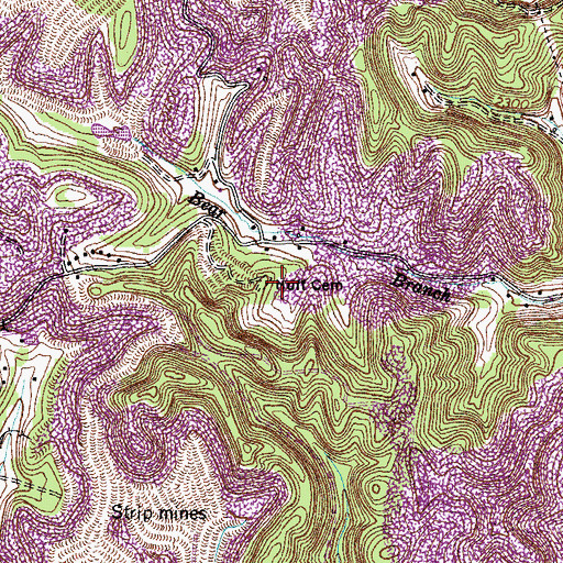 Topographic Map of Huff Cemetery, VA