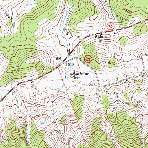 Topographic Map of Huffman Cemetery, VA