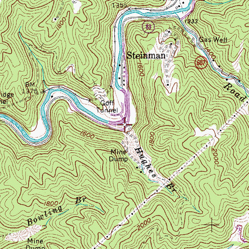 Topographic Map of Hughes Branch, VA