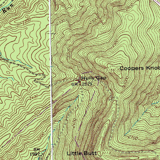 Topographic Map of Hulls Gap, VA