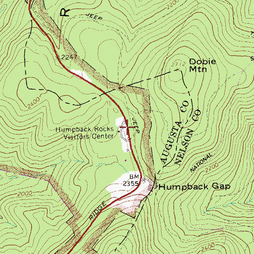 Topographic Map of Humpback Rocks Visitors Center, VA