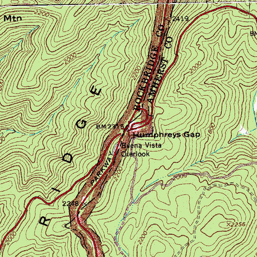 Topographic Map of Humphreys Gap, VA