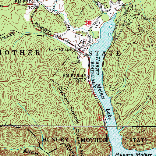 Topographic Map of Hungry Mother State Park, VA