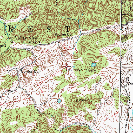 Topographic Map of Hunneycutt Cemetery, VA