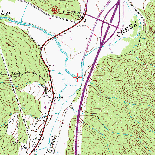 Topographic Map of Hunting Camp Creek, VA