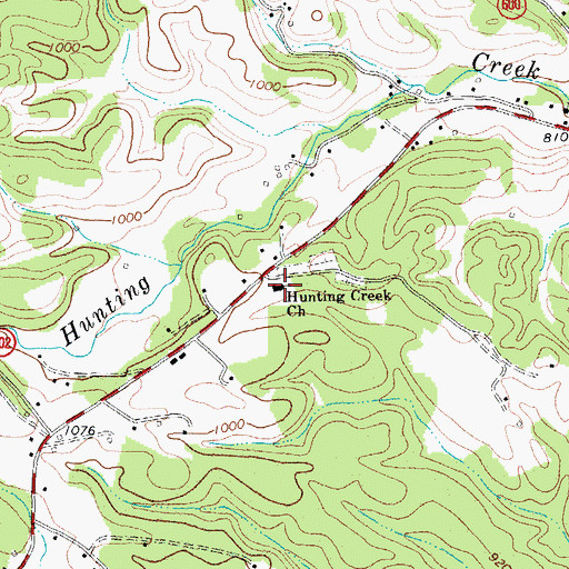 Topographic Map of Hunting Creek Church, VA