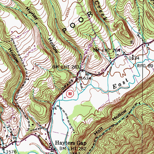 Topographic Map of Hurley Hollow, VA