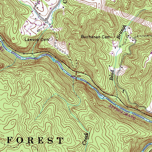 Topographic Map of Hurricane Creek, VA