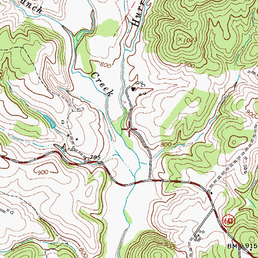 Topographic Map of Hurricane Creek, VA