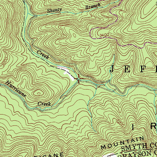 Topographic Map of Hurricane Creek, VA
