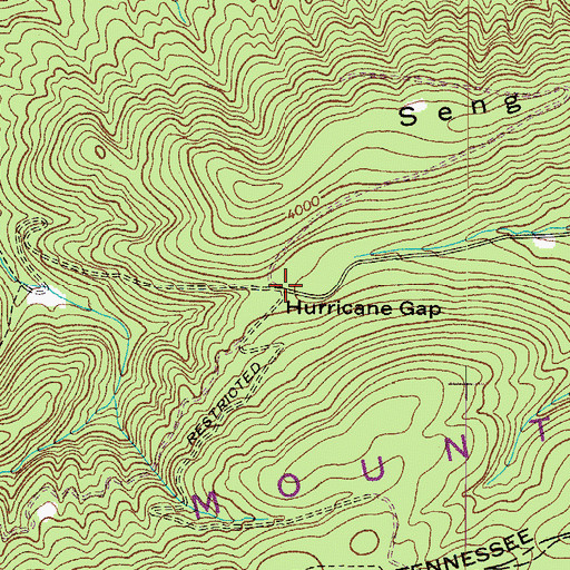 Topographic Map of Hurricane Gap, VA