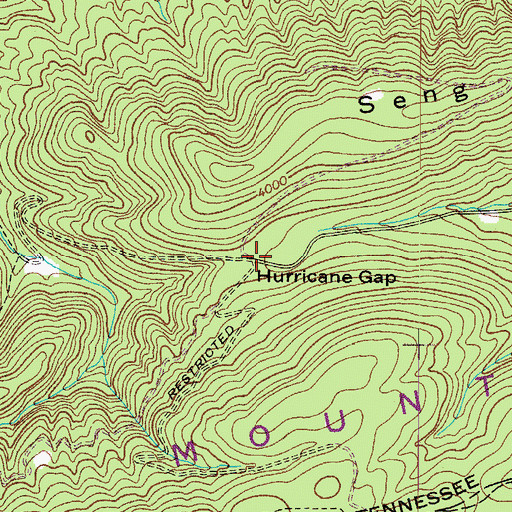 Topographic Map of Hurricane Gap, VA