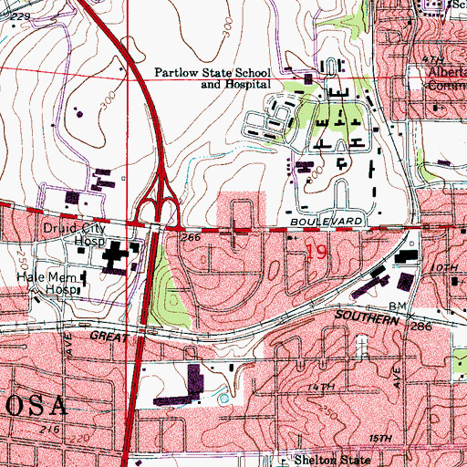 Topographic Map of Patton Place, AL