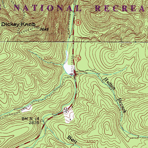 Topographic Map of Hutton Branch, VA
