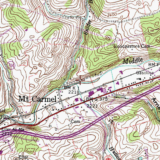 Topographic Map of Hutton Branch, VA