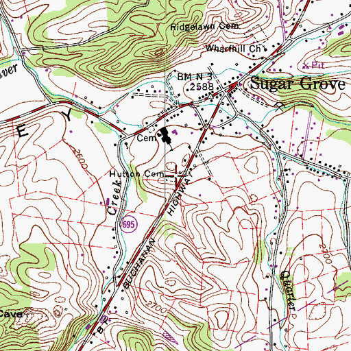 Topographic Map of Hutton Cemetery, VA