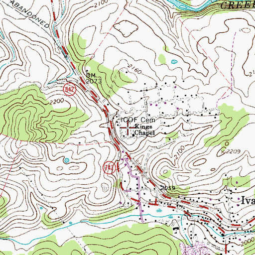 Topographic Map of Independent Order of Odd Fellows Cemetery, VA