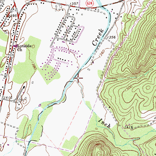 Topographic Map of Inch Branch, VA