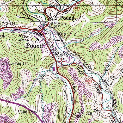 Topographic Map of Indian Creek, VA