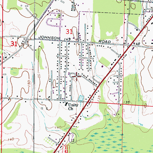 Topographic Map of Pearson Subdivision, AL
