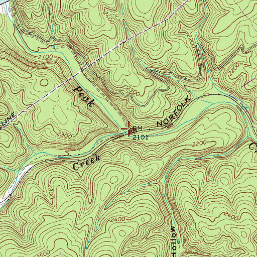 Topographic Map of Indian Grave Creek, VA