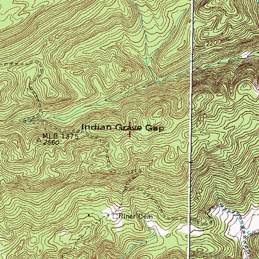 Topographic Map of Indian Grave Gap, VA