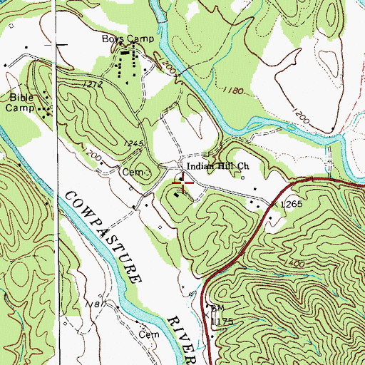 Topographic Map of Indian Hill Church, VA
