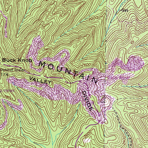 Topographic Map of Indian Mountain, VA