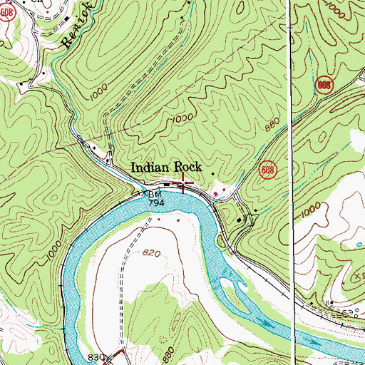 Topographic Map of Indian Rock, VA