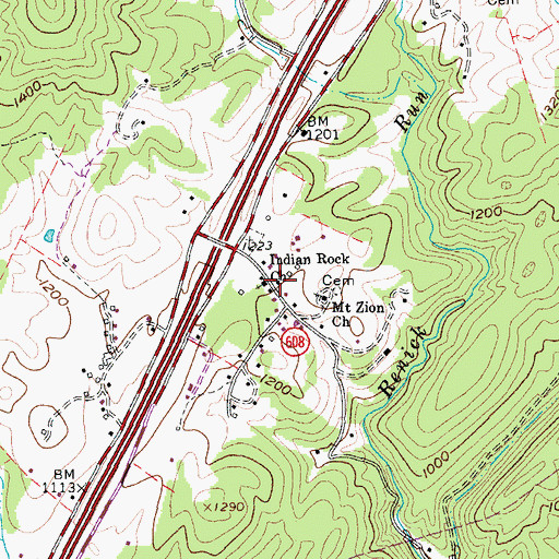 Topographic Map of Indian Rock Church, VA