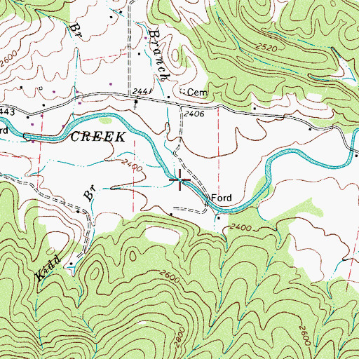 Topographic Map of Indianfield Branch, VA