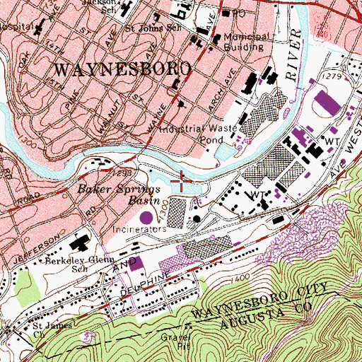 Topographic Map of Baker Springs Basin, VA