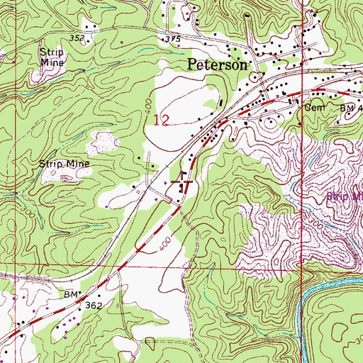 Topographic Map of Peterson Nazarene Church, AL