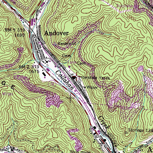 Topographic Map of Interstate Yards, VA