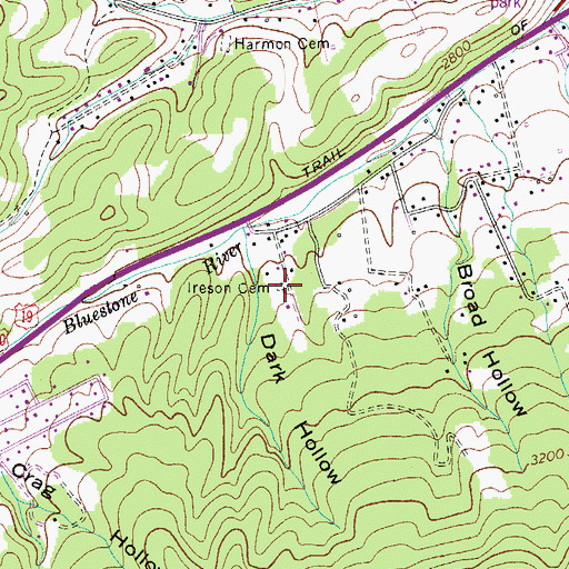 Topographic Map of Ireson Cemetery, VA