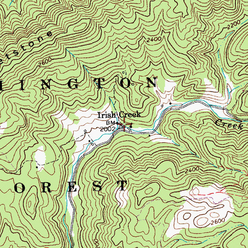 Topographic Map of Irish Creek, VA
